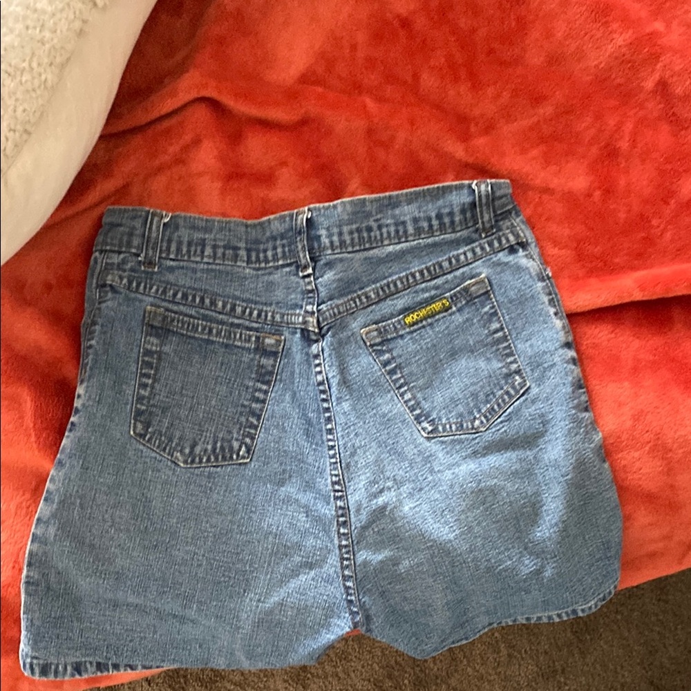 Denim Mini shorts with Yellow Logo Patch (high waist)